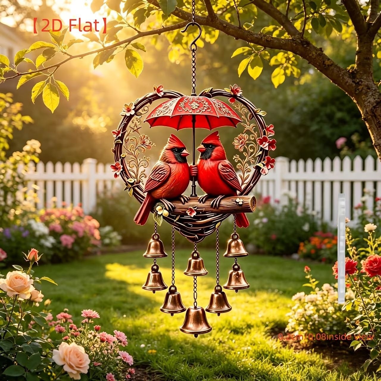 Acrylic 2D Flat Heart-shaped Pendant Wind Chime