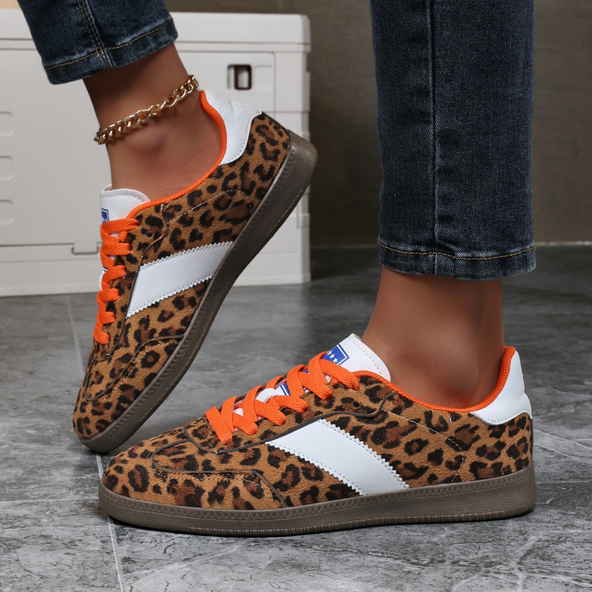 Leopard-print Casual Flat Sneakers