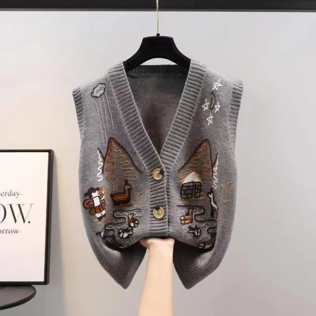 New Loose Vest Outer Knitted Sweater For Women Gray - Shop at LoveMi
