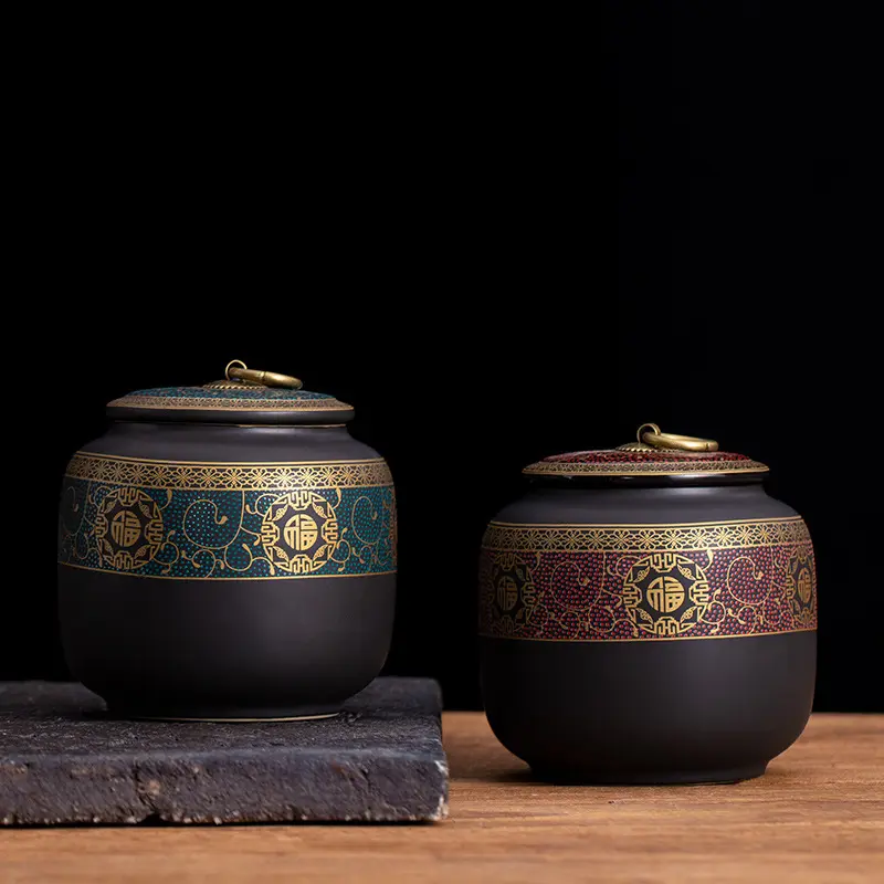 Ceramic Retro Tea Jar Medium Sealed Storage