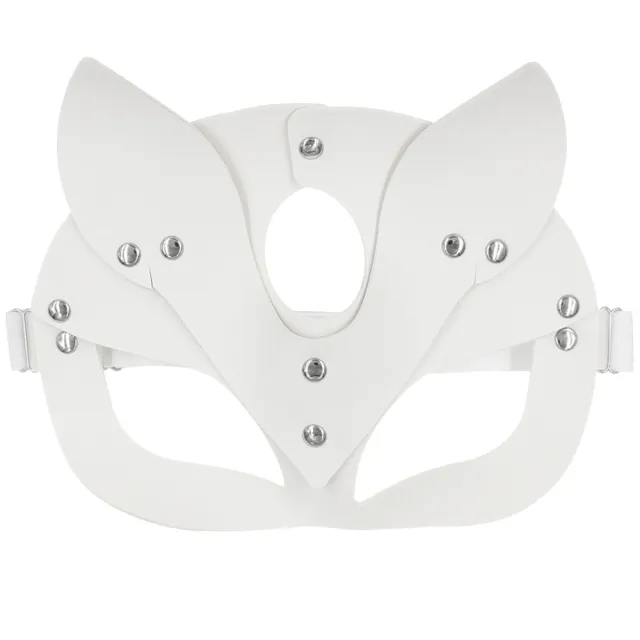 European And American Personalized PU Leather Fox Mask White - Shop at LoveMi