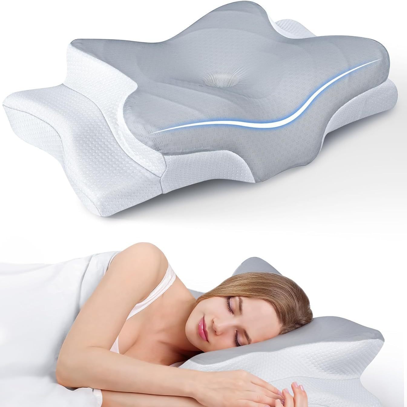 Contoured Pillow For Cervical Spine Support Deep Sleep And Pressure Reliefideal For Side Sleepers