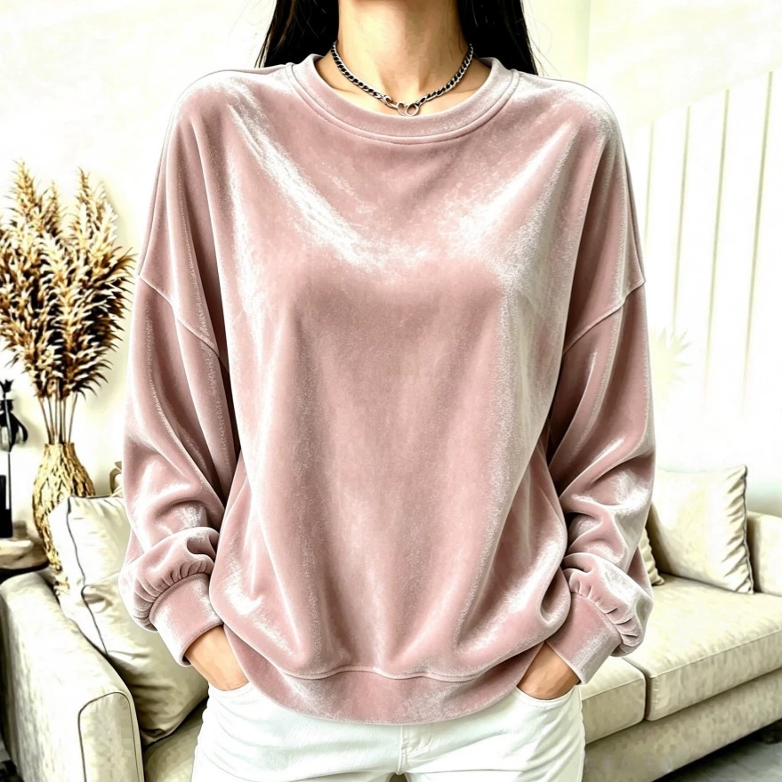 Womens Casual Gold-velvet Long-sleeve Hoodie