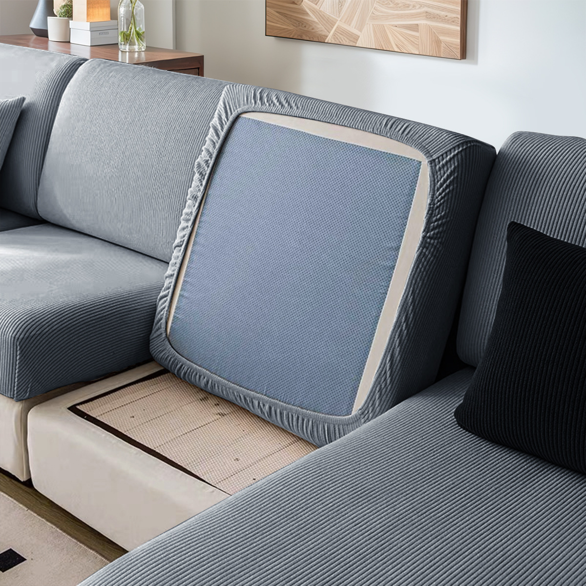 Sectional sofa seat covers – Sectional Sofa Seat Cover Waterproof Velvet Élodie