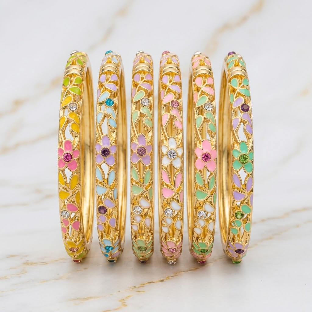 Retro Palace-Style Five-Leaf Flower Design Chinese Style Women's Bracelet