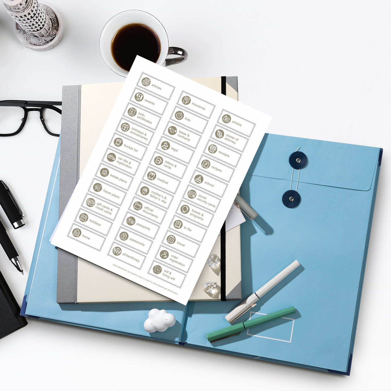 Manila Pocket File Bag Organ Storage Clip