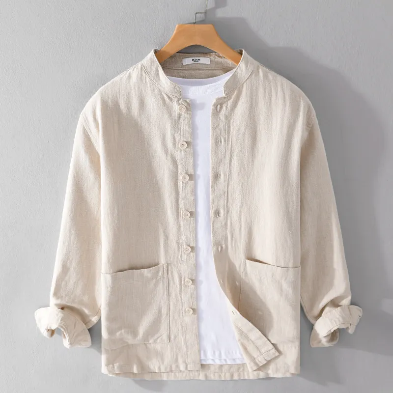 Men's Retro Stand Collar Chinese Knot Button Shirt Coat