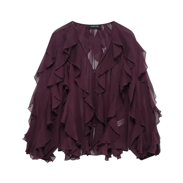 Womens Western style Clothing V neck Layered design Blouse Red - Shop at LoveMi