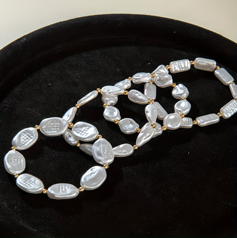 Baroque Pearl Heart Bead Bracelet Set, picture 2 of 3
