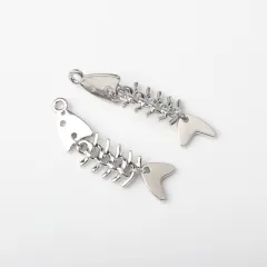 Creative Alloy Fishbone Small Pendant Diy Earrings Necklace Bracelet Jewellery Accessories - Fishbone Silver Plated - View 1