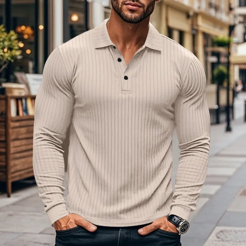 Men's Classic Casual American Lapel Button Long Sleeve