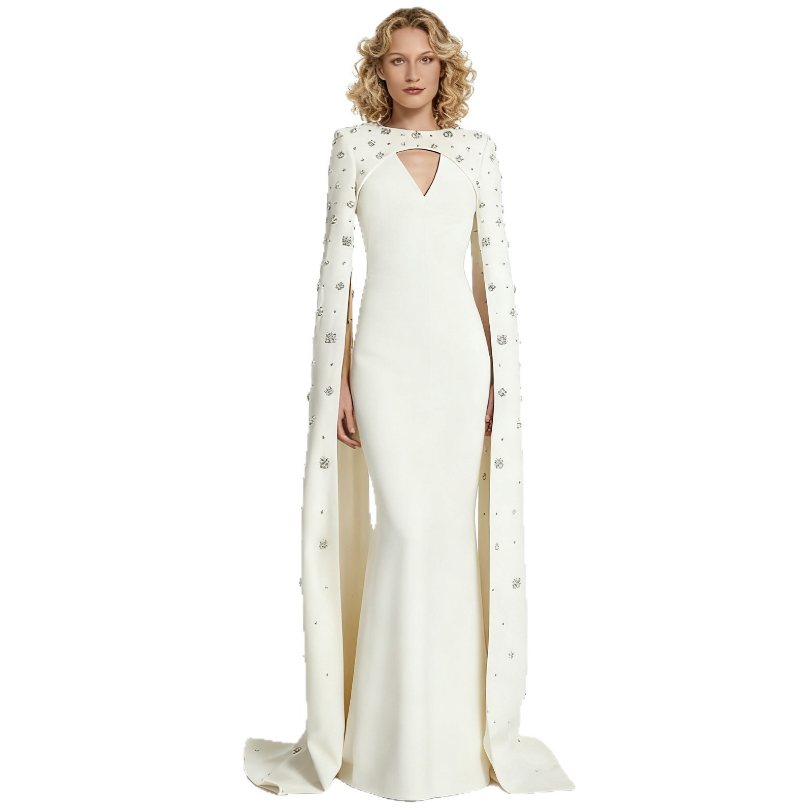 Heavy-duty Beaded And Diamond-encrusted Off-shoulder Long Dress