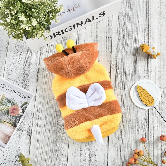 Cat Autumn And Winter Warm Bee Pet Costume Medium Large Dog Coat Yellow Bee Pet Costume - Shop at LoveMi