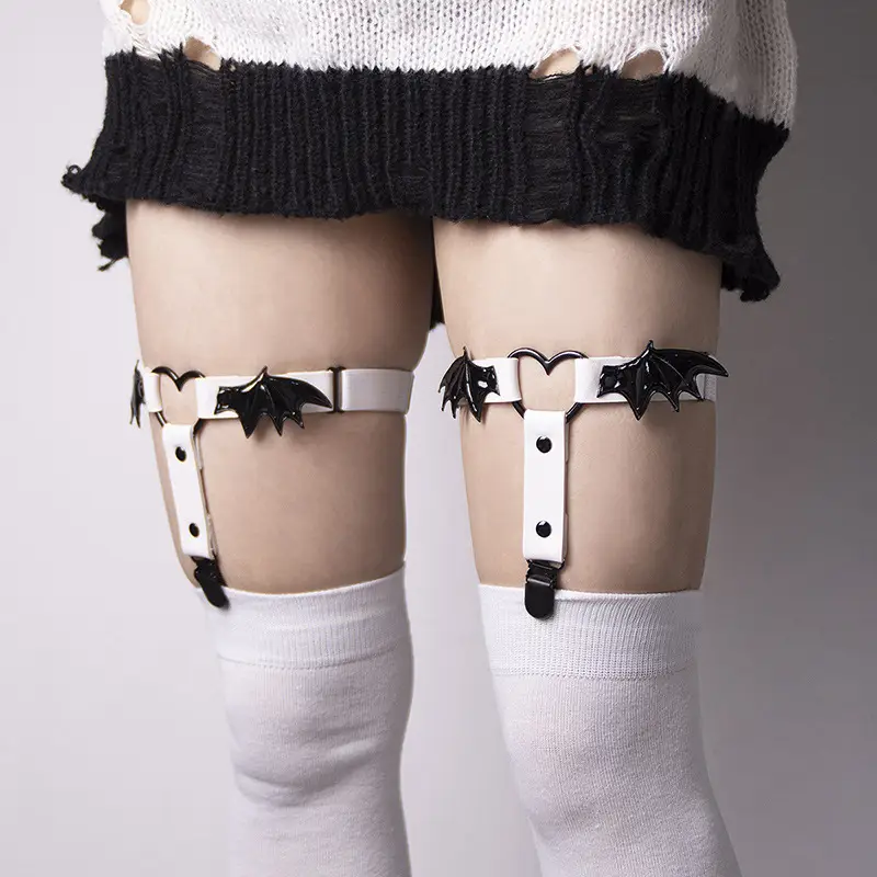 New Bat Wings Love Heart Socks Clip Dark Style Female Tension Adjustment Garter Factory In Stock