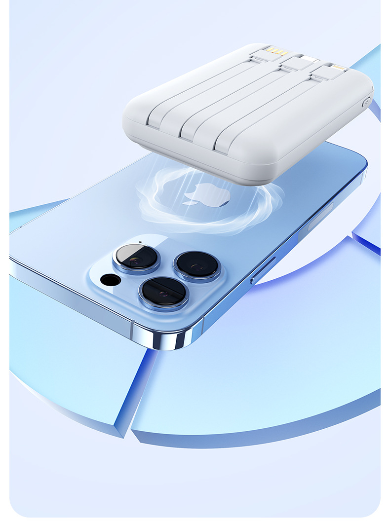 Magnetic Wireless Charger Power Bank With Cable Super Fast Charge Mobile Power 10000 MA 16