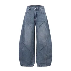 American Vintage Deconstructed Patchwork Washed Distressed Jeans New Autumn - Blue - View 1