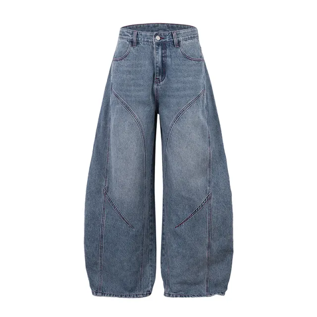 American Vintage Deconstructed Patchwork Washed Distressed Jeans New Autumn Blue - Shop at LoveMi