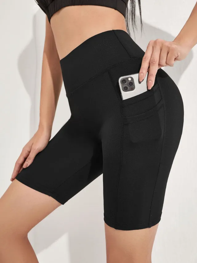 Women's Plus Size Yoga Sports Side Phone Pocket Leggings Black - Shop at LoveMi