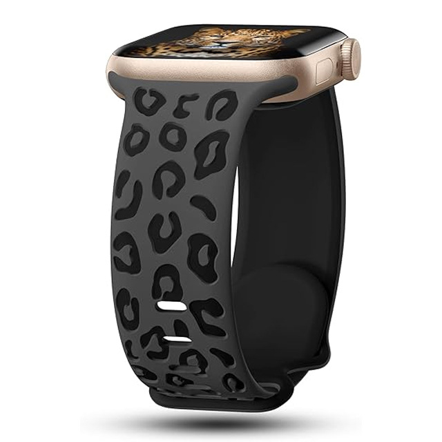 Printed Carved Silicone Leopard-print Watch Strap 8