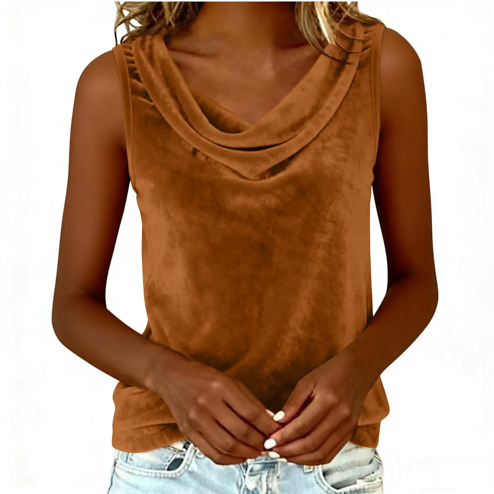 Womens Sleeveless V-Neck Velvet Vest