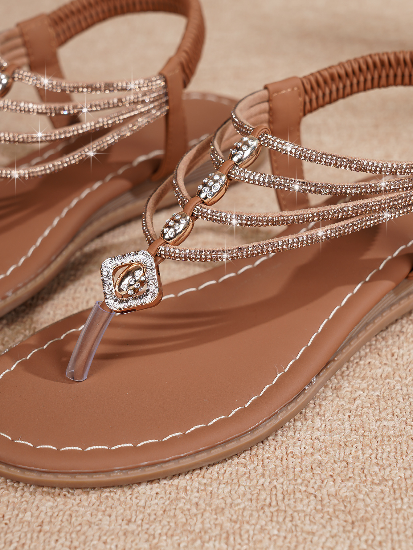 Bohemian Rhinestone Sandals with Crystals