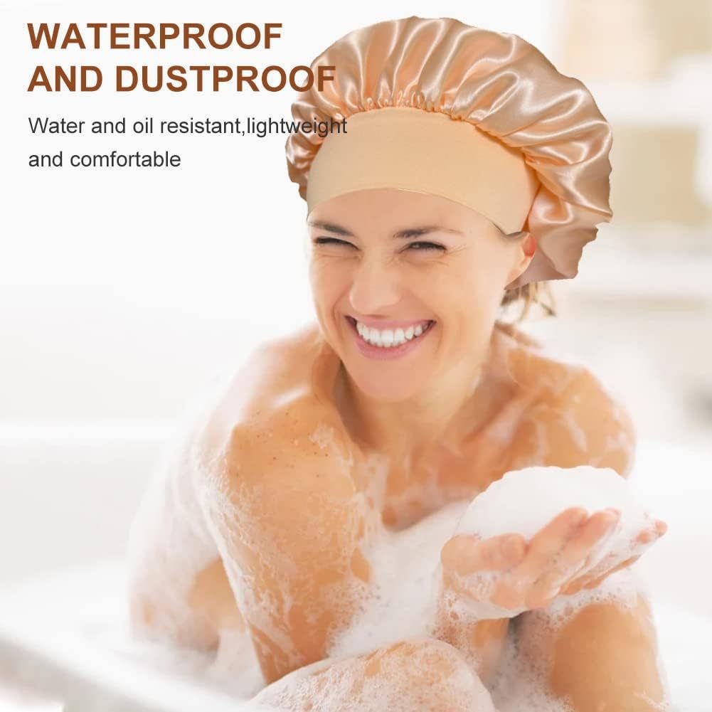 Wide-brimmed High Elastic Headscarf Beauty Salon Shower Cap Care Satin Nightcap - Image 32