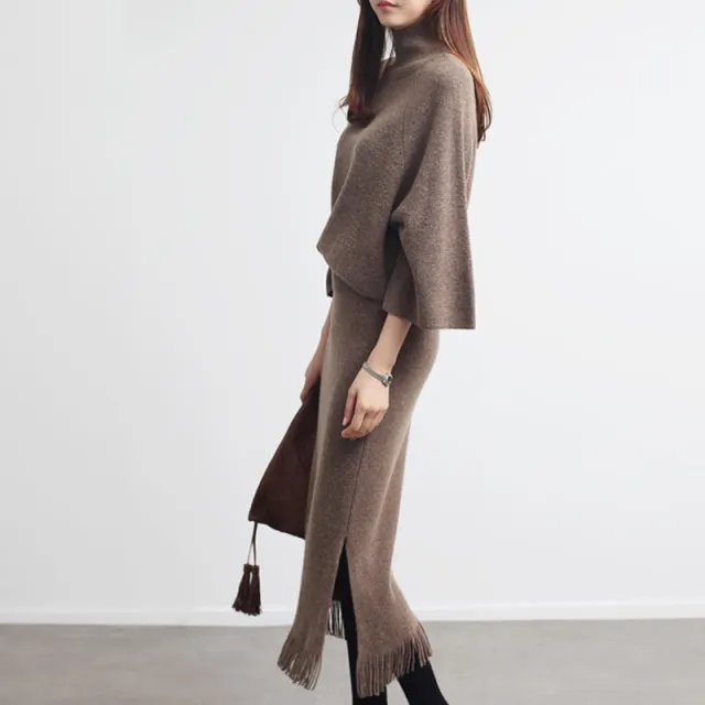 Wear Sweater Versatile Korean Style Wool Skirt Suit Camel - Shop at LoveMi
