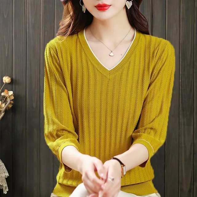 Thin Casual Sweater Top For Women Mustard Yellow - Shop at LoveMi