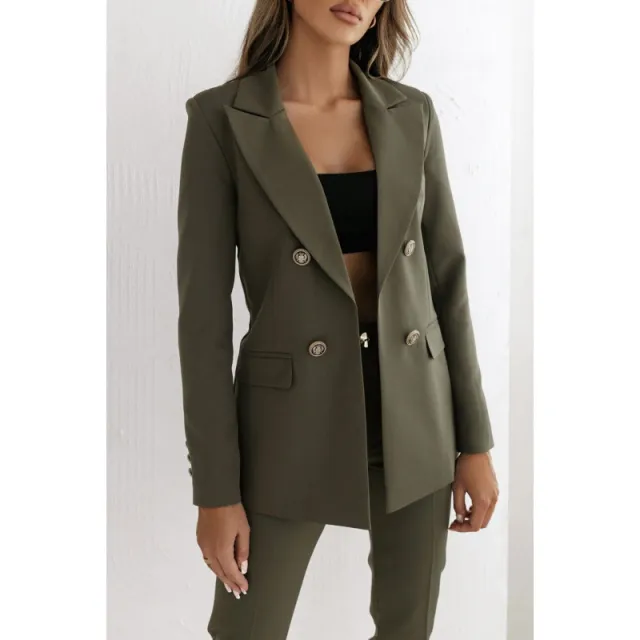 Double Breasted Solid Color Fashion Coat Green - Shop at LoveMi
