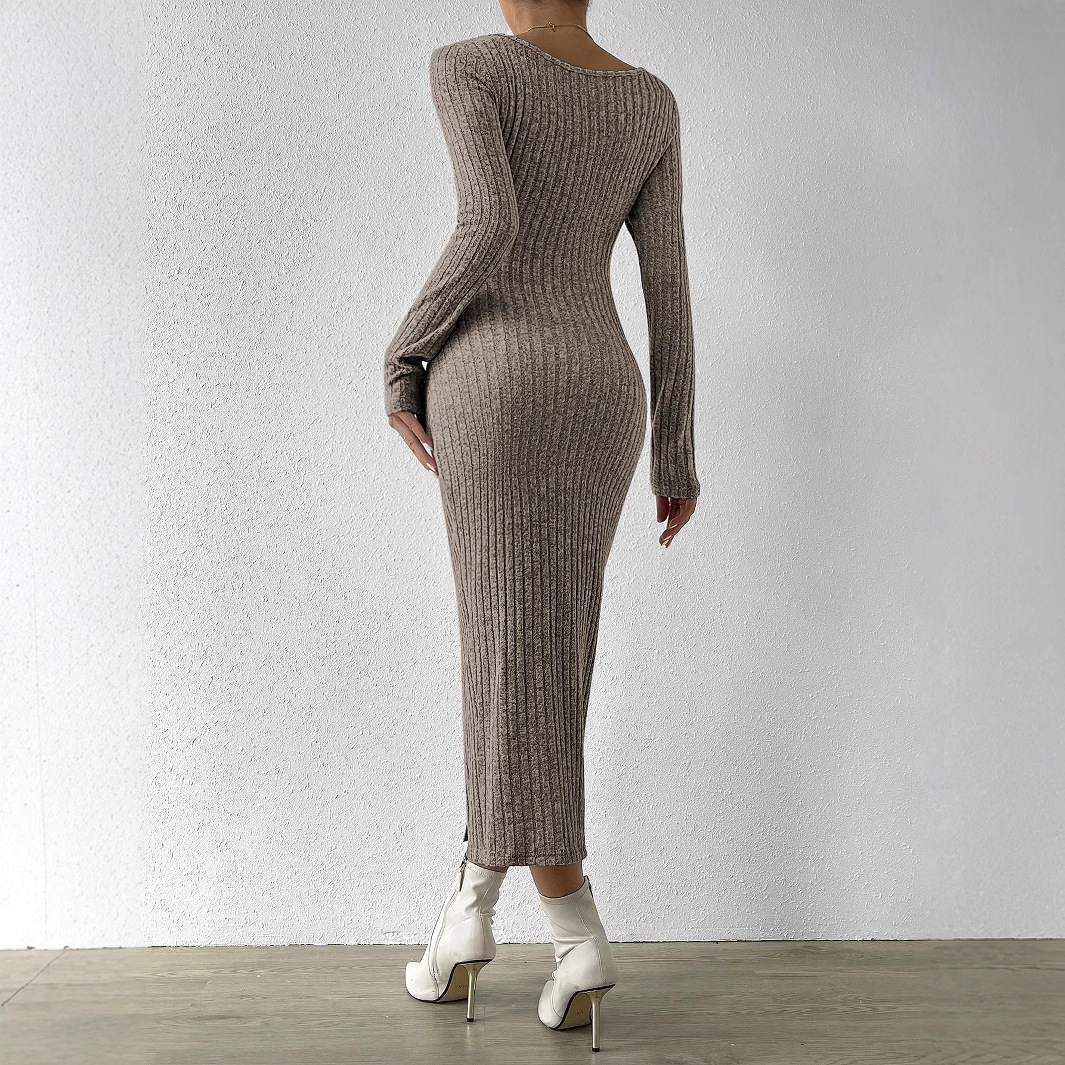 Hip Knitwear Round-neck Long-sleeved Dress