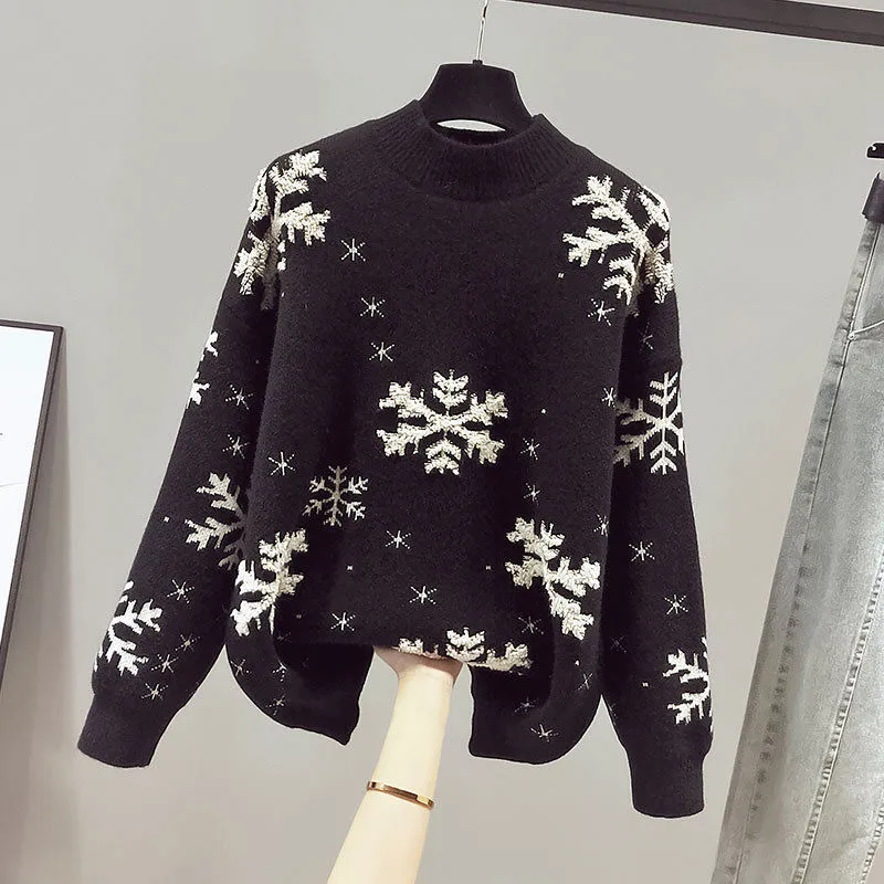 Women's Knitted Pullover Bottoming Shirt - Black