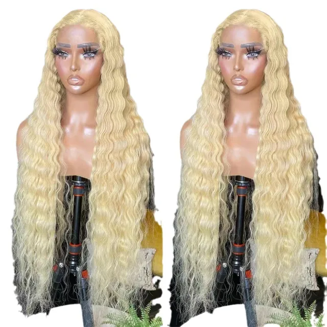 Long Curly Hair Front Lace Full Head Wig Light Gold - Shop at LoveMi