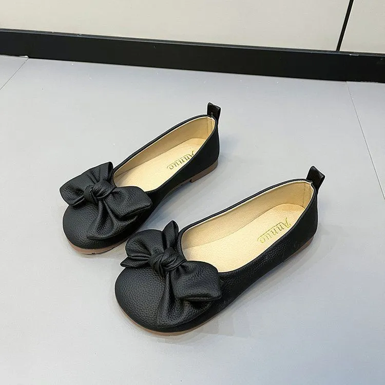 Plus Size Women's Shoes Bow Pumps Flat Gommino Soft Bottom Loafers - Black
