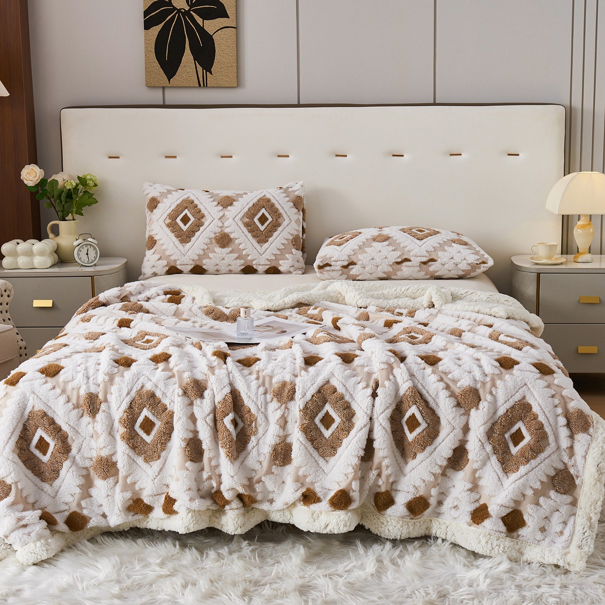 Bohemian-style Jacquard Lambswool Blanket