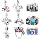 Shimmering Zircon Copper-Plated Silver Travel Camera Beaded Bracelet view 8