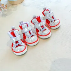 Pet Dog Cat Snow Boots Shoes - Red - View 1
