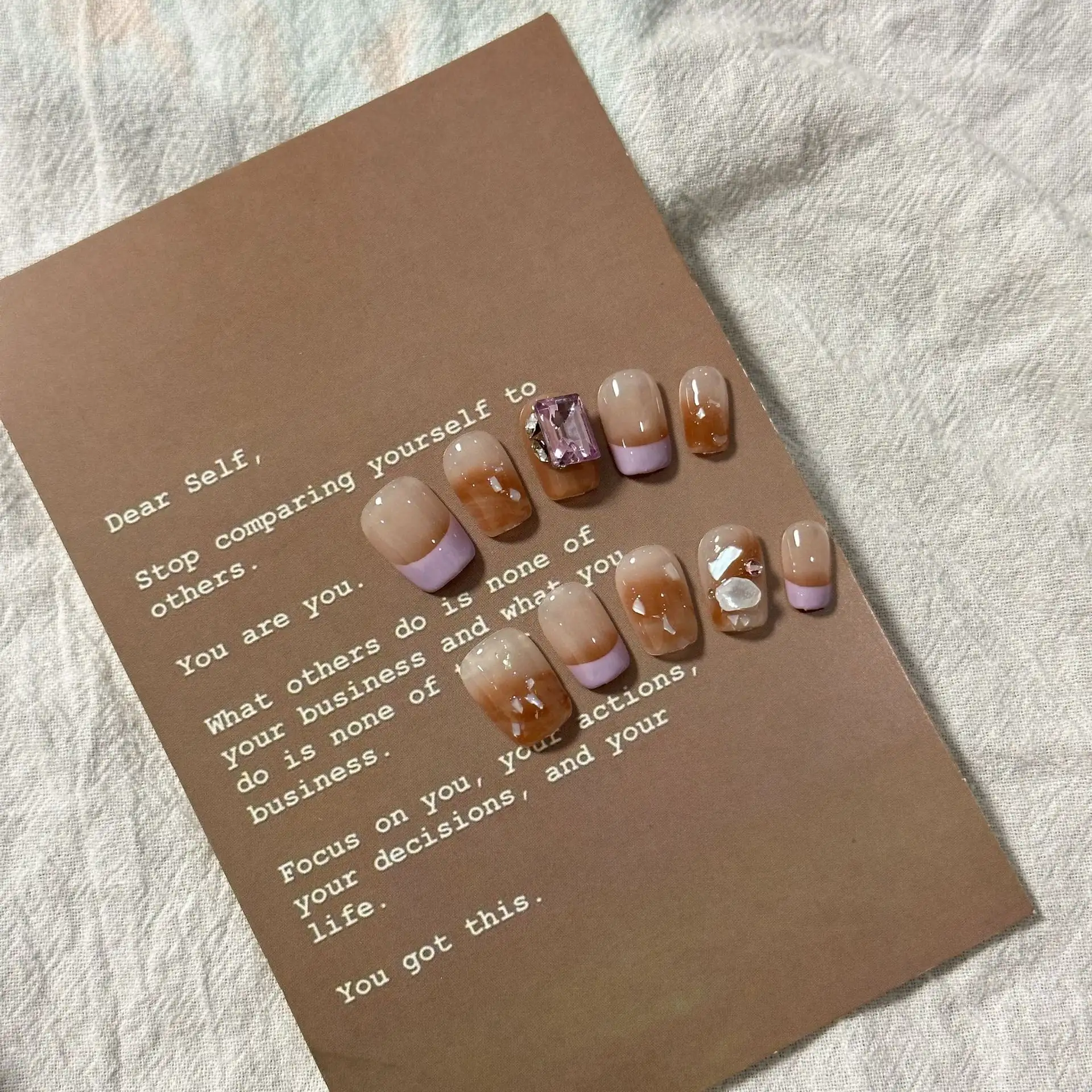 Handmade Nail Art Blooming French Short Nail Removable Nail Sticker