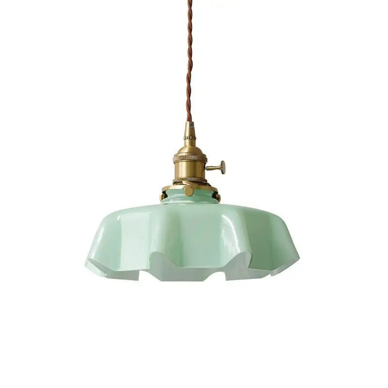 French Cream Nordic Brass Petal Glass Small Droplight