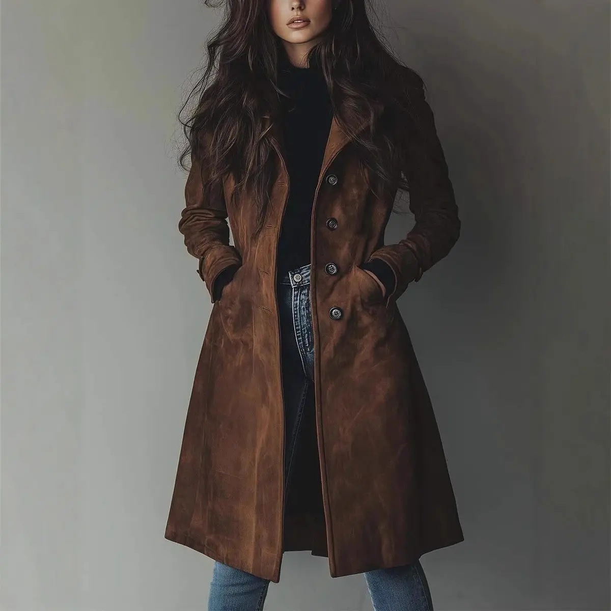 Womens Western Style Long Trench Coat