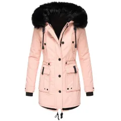Women's Clothing Fleece-lined Thickened Women's Cotton Padded Clothing Women's Winter - Pink - View 1