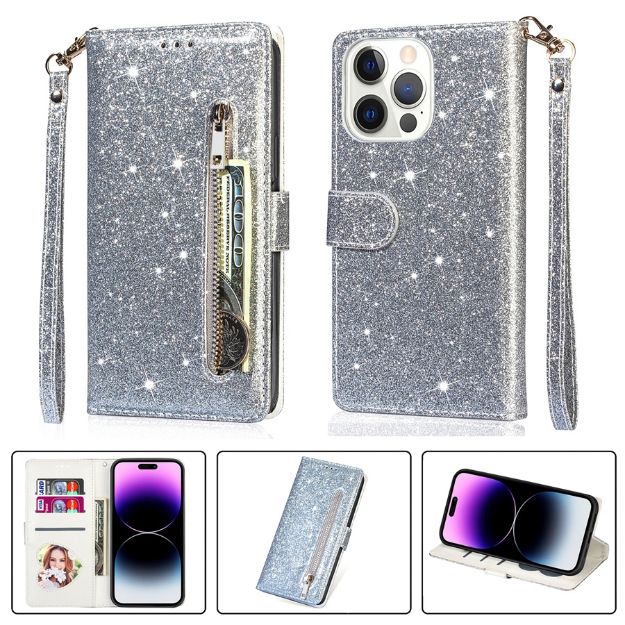 Zipper Mobile Phone Leather Case Flip Card - Image 18