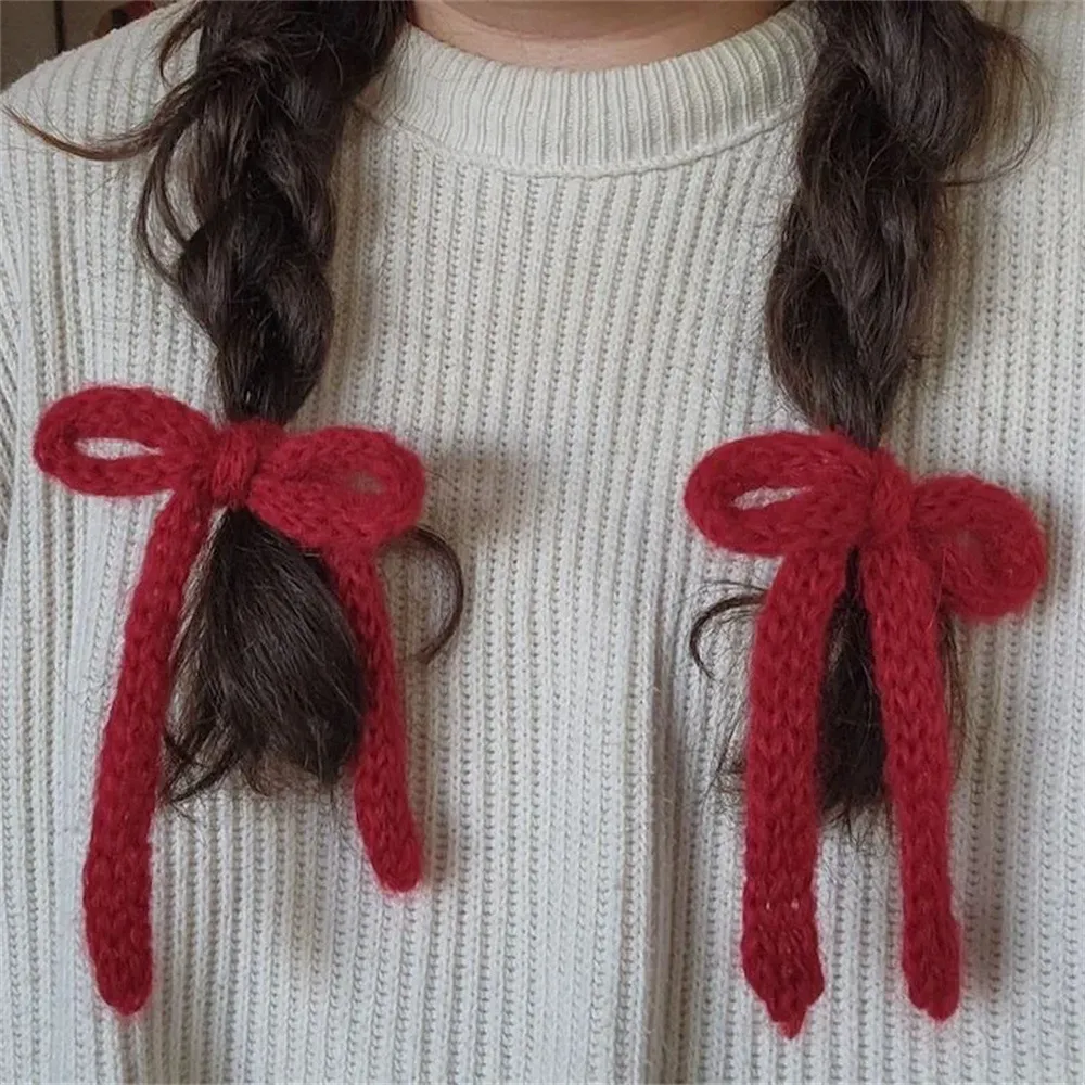 Handmade Mohair Super Q Knitted Bowknot Hair Ring