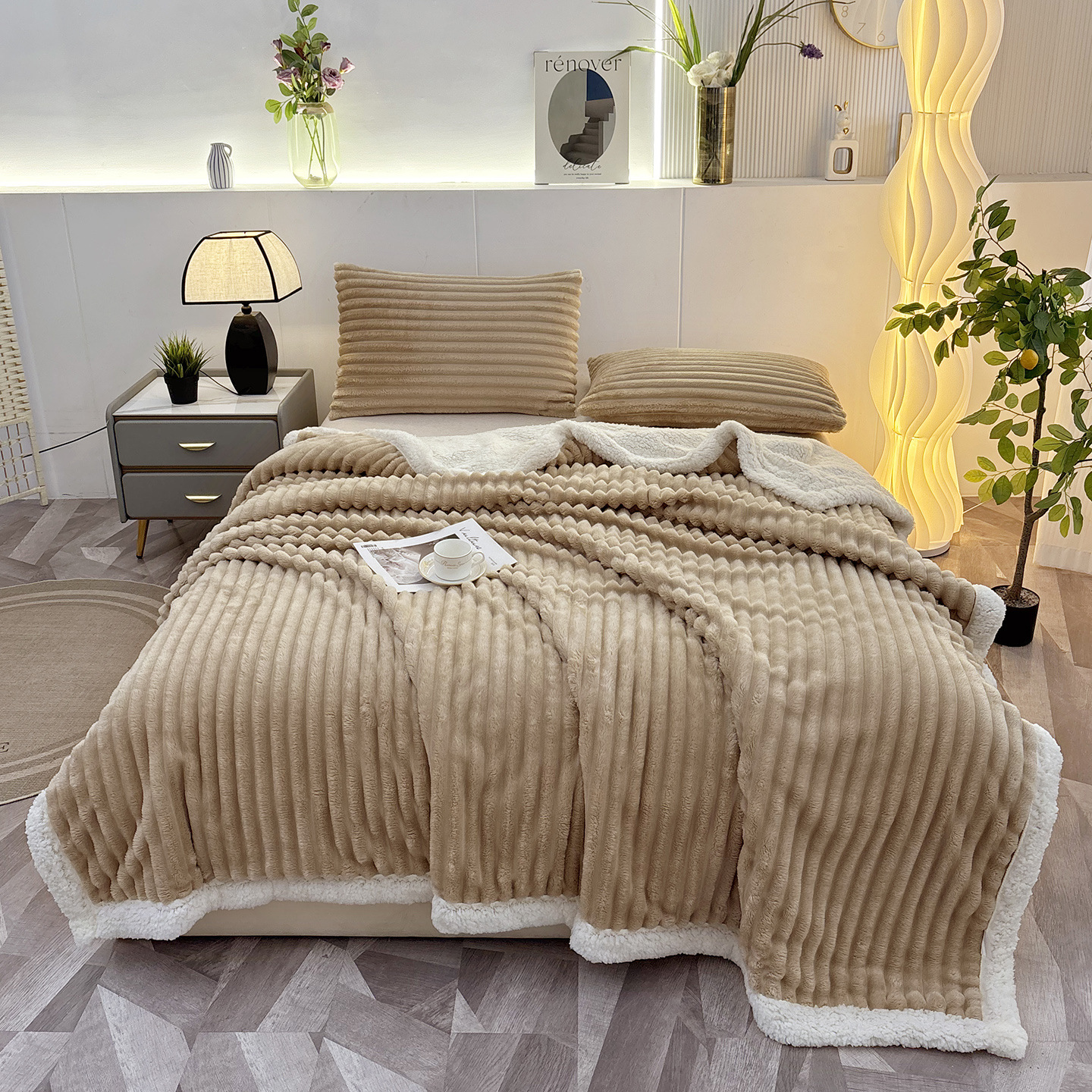 Striped Lambswool Flannel Blanket, picture 11 of 12