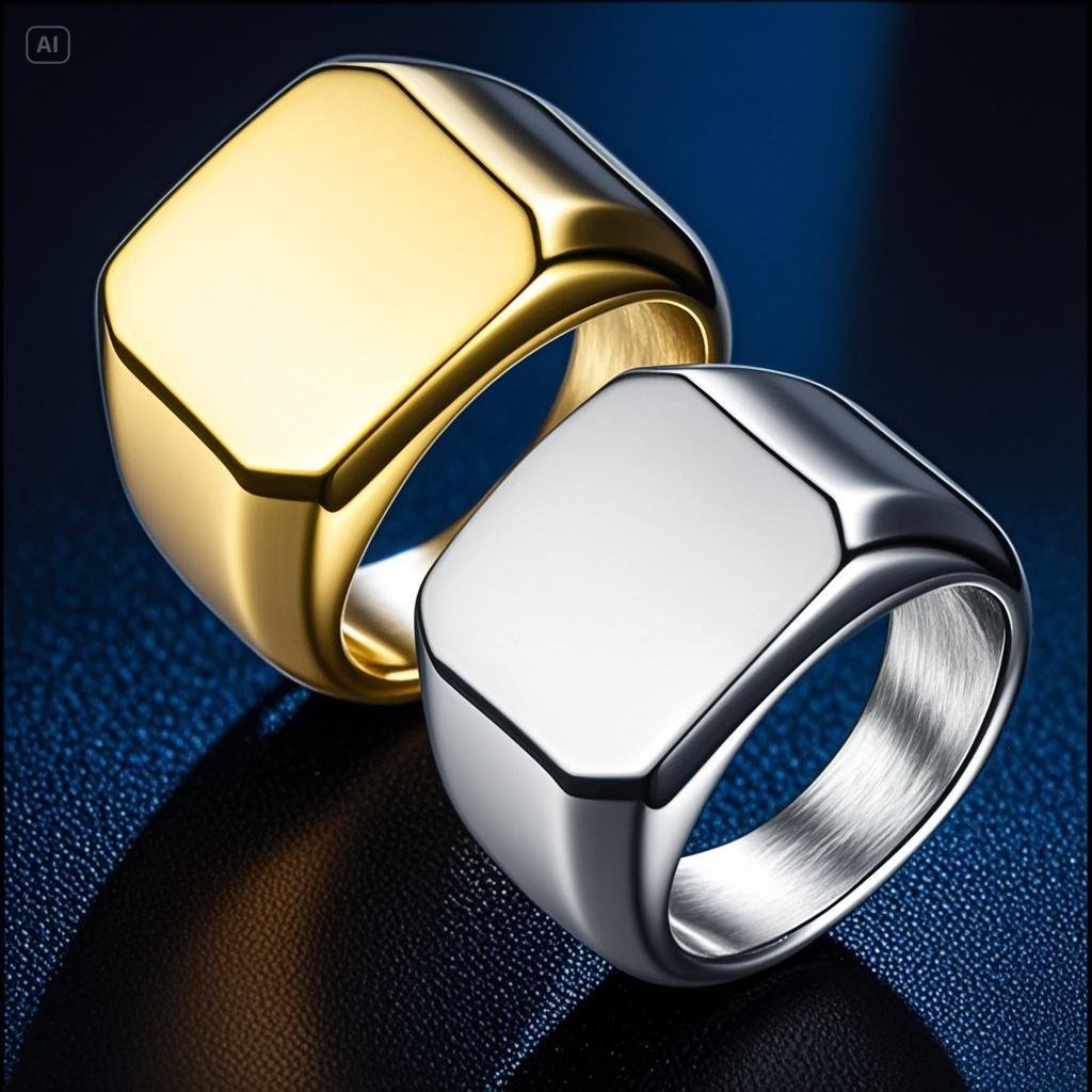 Mens Solid Plain Titanium Steel Ring
