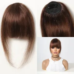 Long Curly Hair One Piece Bangs Wig Set - Light Brown - View 1