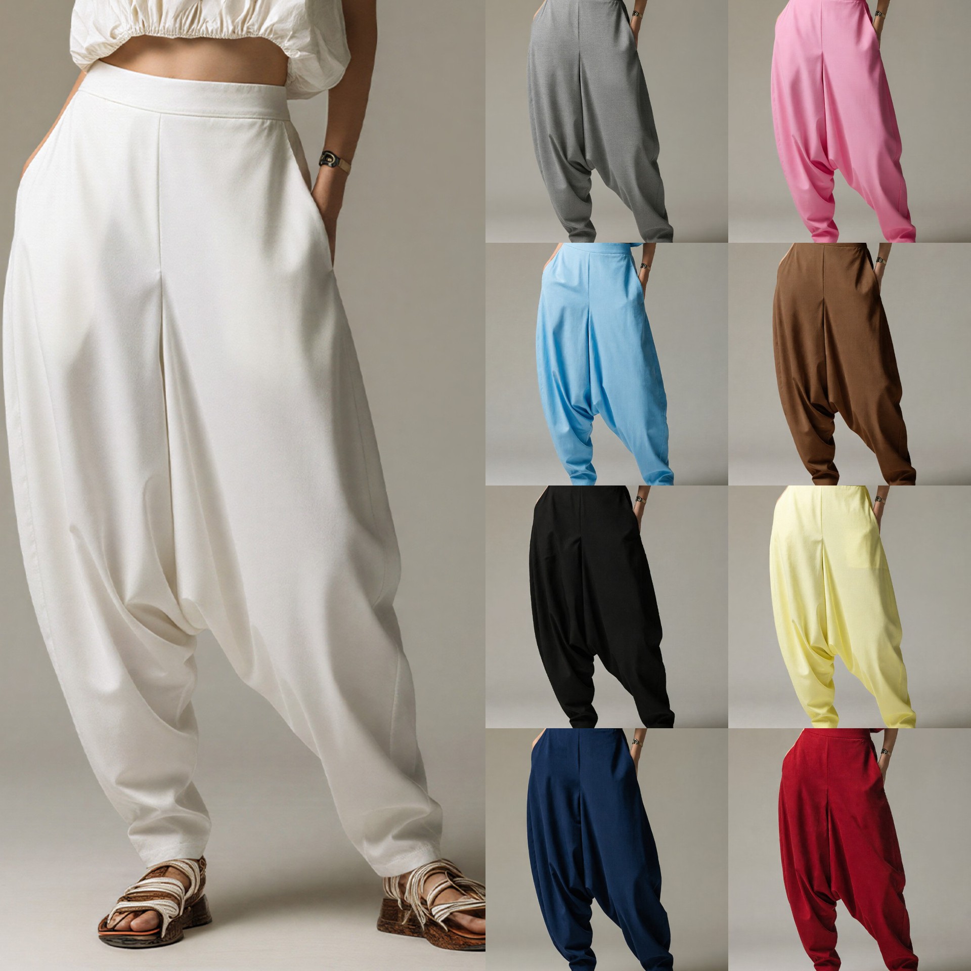 High-waisted Wide-leg Relaxed-fit Casual Trousers