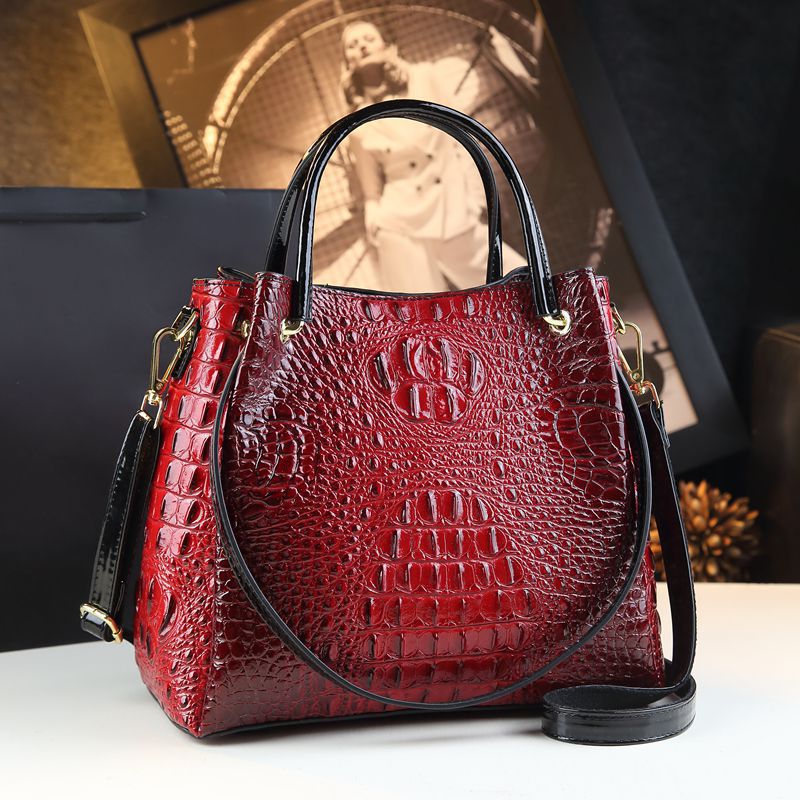 Stylish Textured And Colorful Crocodile-Print Womens Shoulder Bag