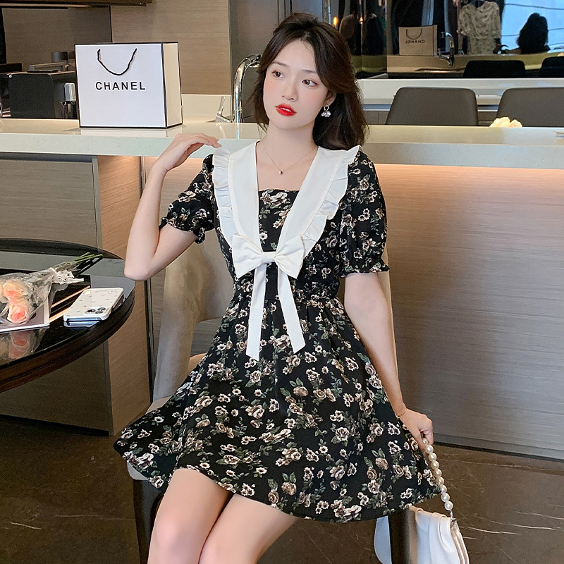 Bow Temperament Black Shivering Dress