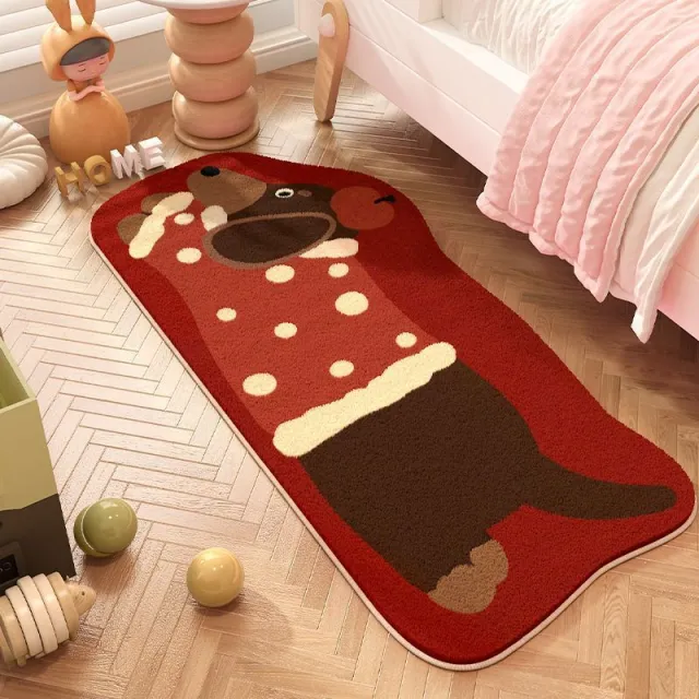 Home Room Living Room Skin friendly Foot Mat Red Cotton Coat Puppy - Shop at LoveMi