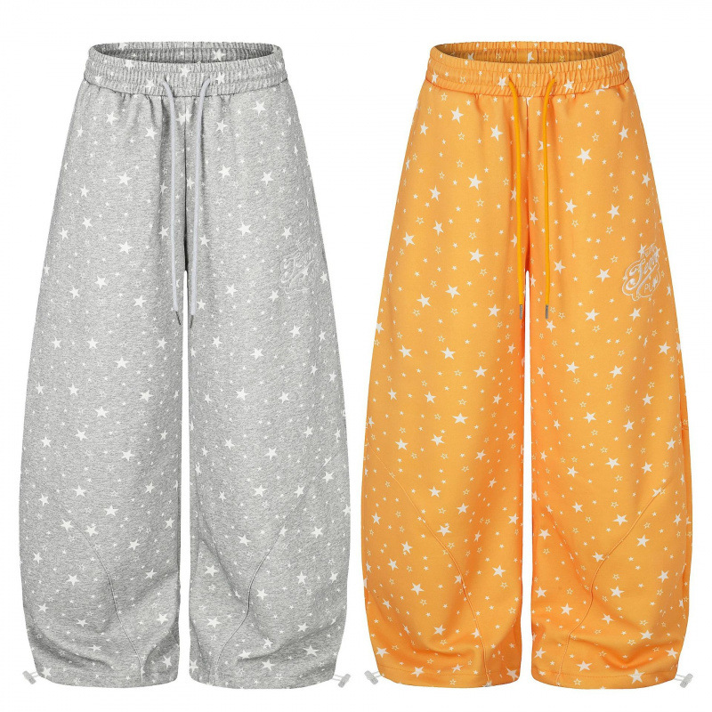 Womens Retro Casual Pants With An All-over Star Print